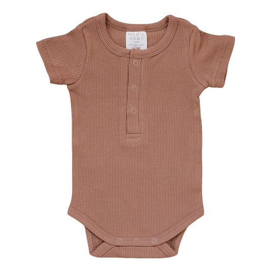 Dusty Rose Organic Cotton Ribbed Snap Bodysuit | Mebie Baby