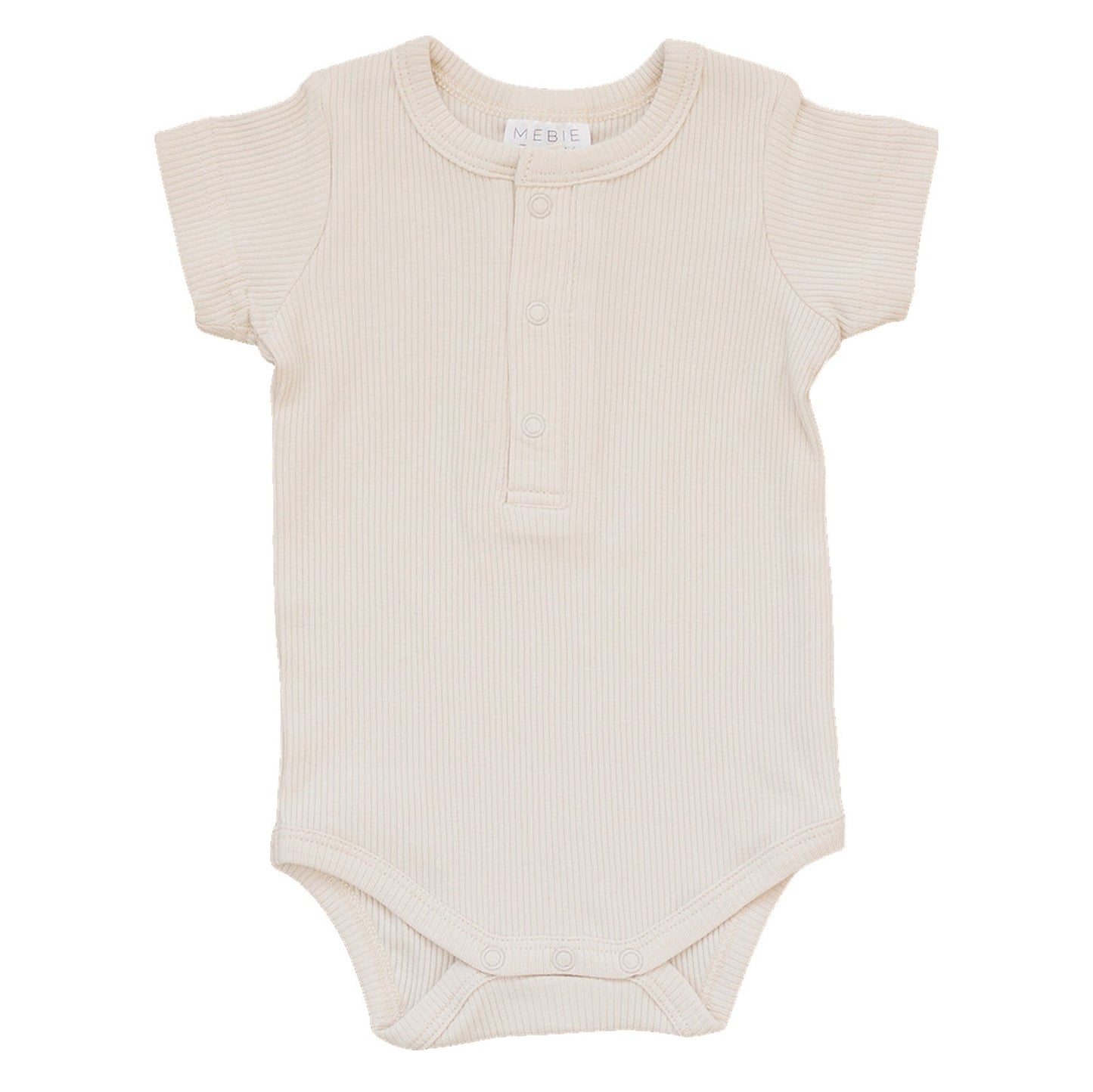 Baby Organic Cotton Ribbed Snap Bodysuit - Vanilla | Mebie Baby
