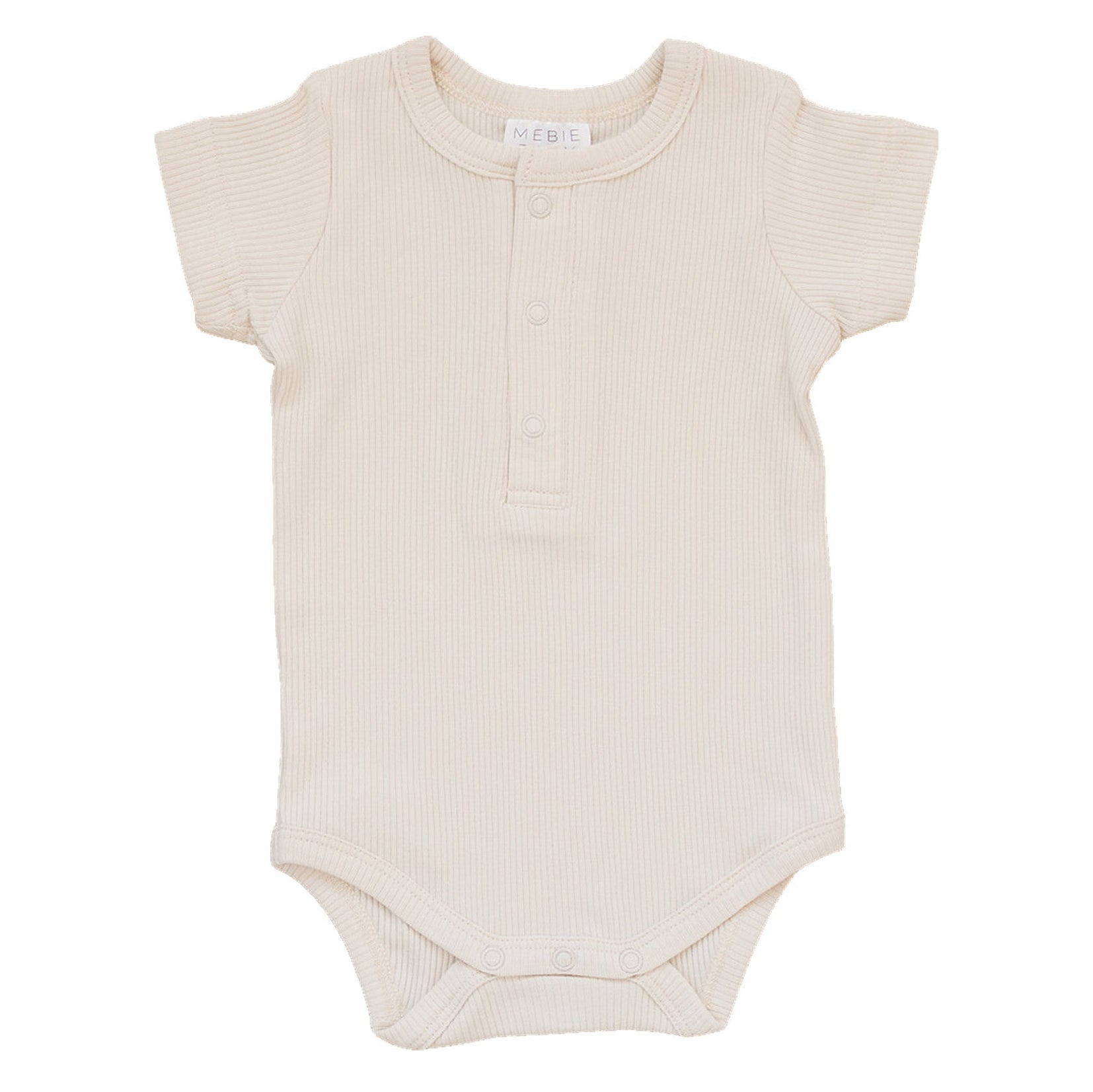 Baby Organic Cotton Ribbed Snap Bodysuit - Vanilla | Mebie Baby