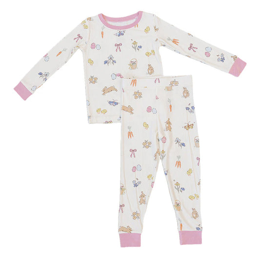 Pink Bunny Print Bamboo Cozy Set - Kids Pajamas & Loungewear