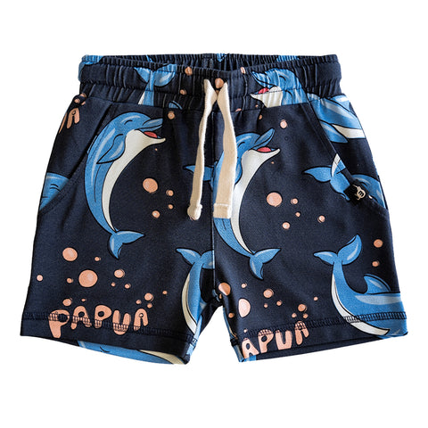 Mullido organic Shorts- dolphins, black