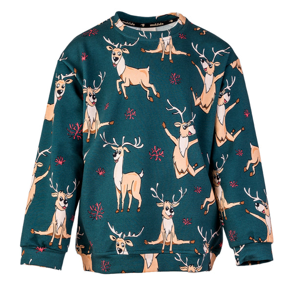 Mullido organic Sweatshirt- green reindeer