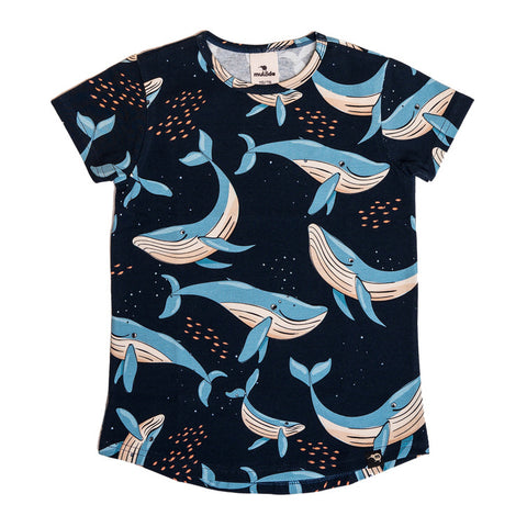 Mullido organic T-shirt- navy whale