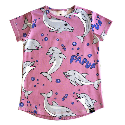 Mullido organic T-shirt- dolphins, pink