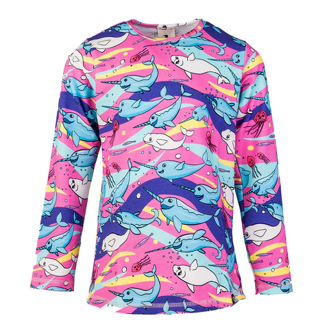 Mullido organic Long sleeved top- pink narwhal