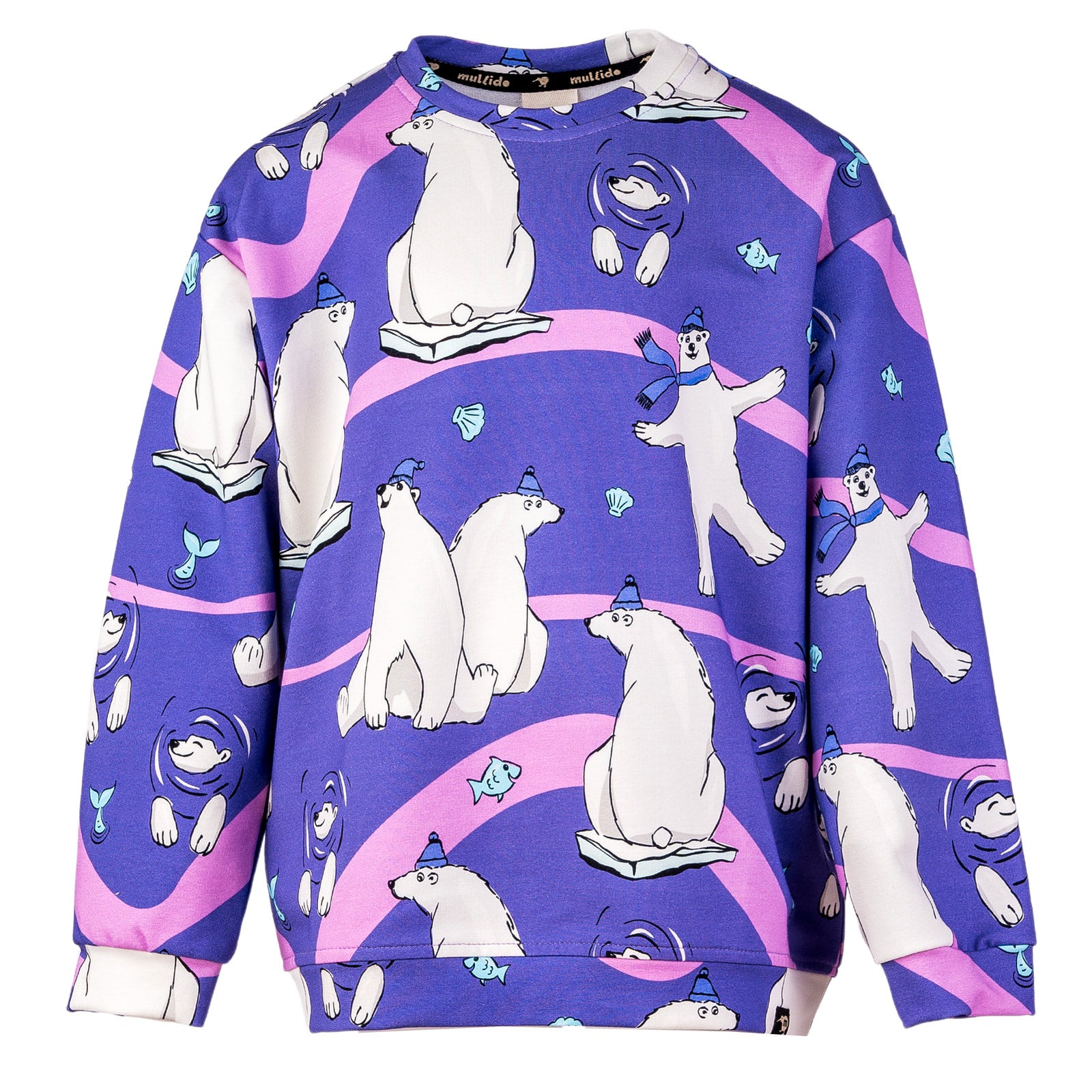 Mullido organic Sweatshirt- purple polar bear