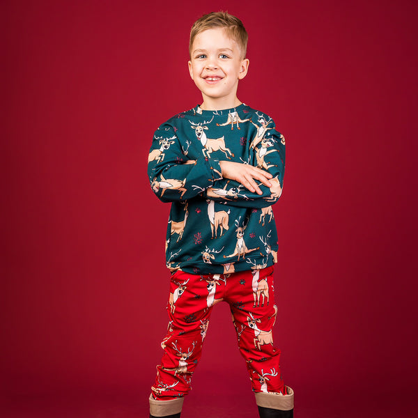 Mullido organic Sweatpants- red reindeer