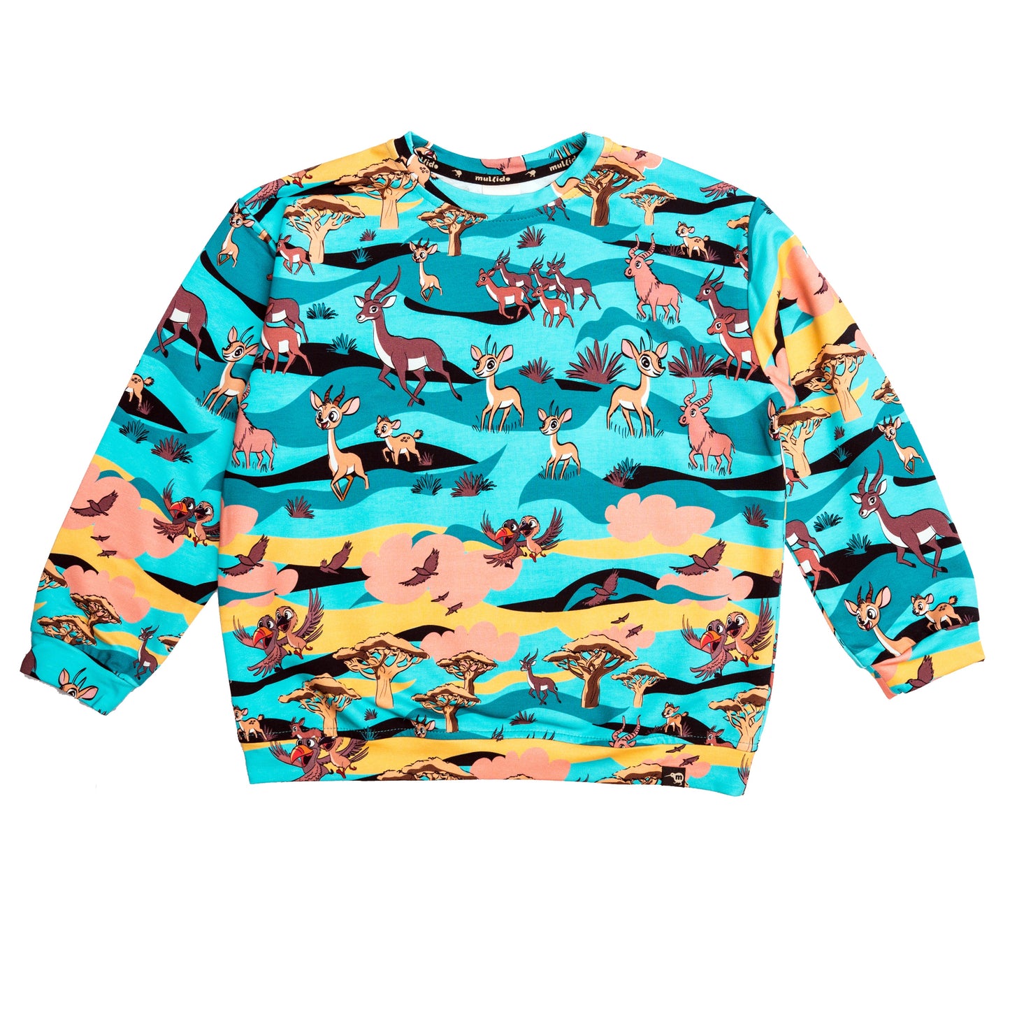 Mullido Organic Kids' Sweatshirt- Turquoise Savanna