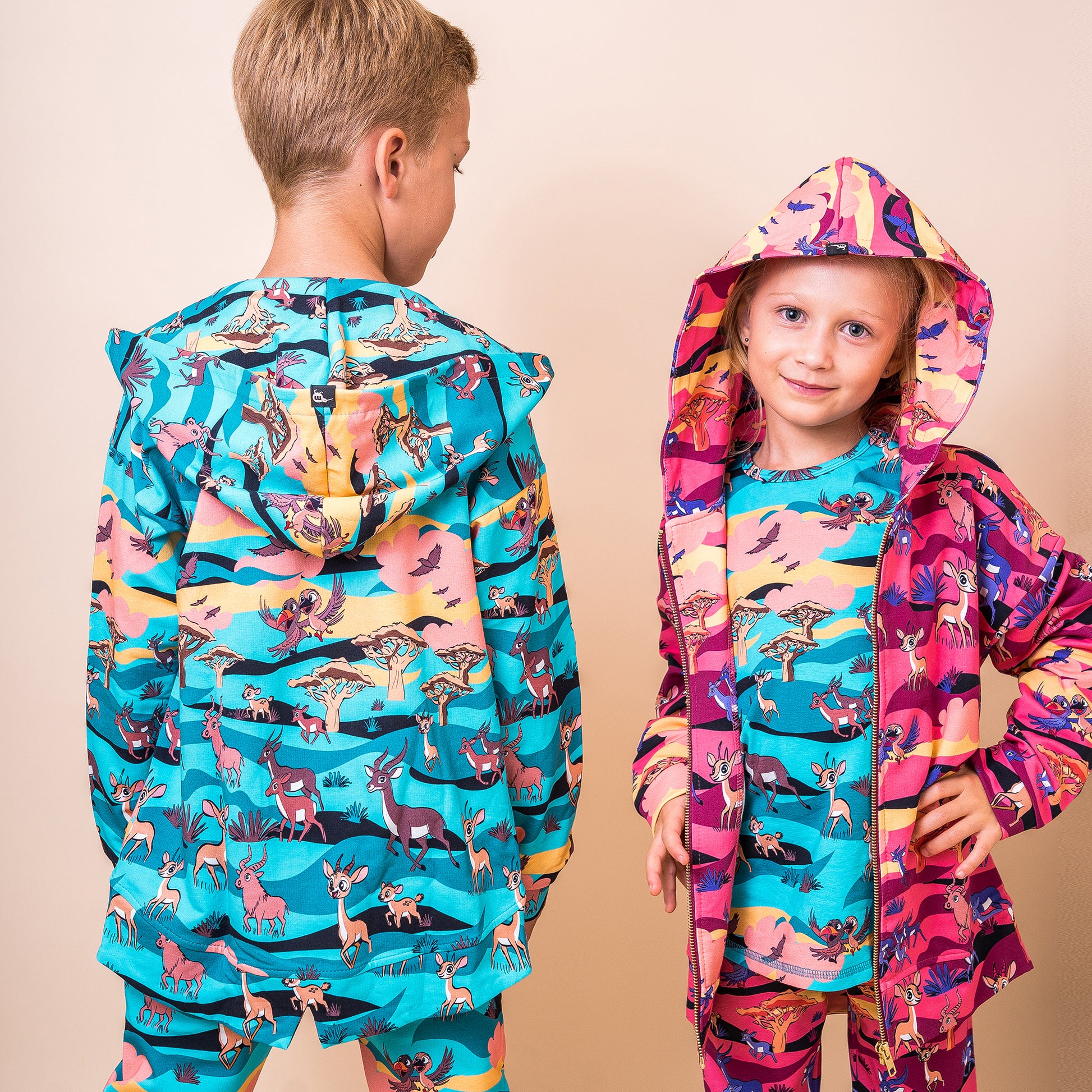 Mullido Organic Kids' Sweatshirt- Turquoise Savanna