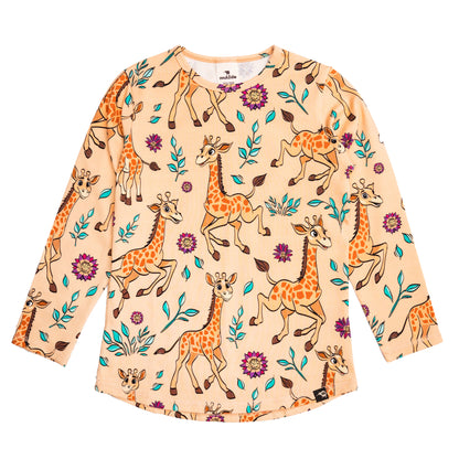Mullido Organic Kids' Long Sleeved Top- Giraffe, Yellow