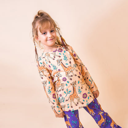 Mullido Organic Kids' Long Sleeved Top- Giraffe, Yellow