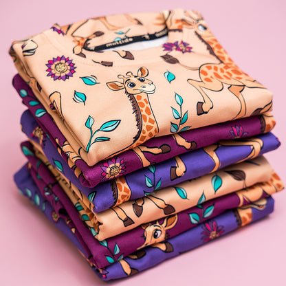 Mullido Organic Kids' Long Sleeved Top- Giraffe, Yellow