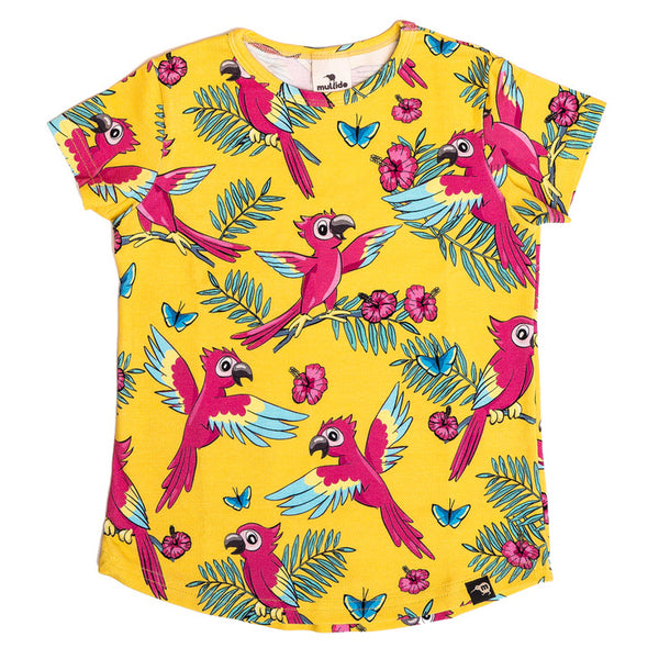 Mullido organic T-shirt- yellow parrot