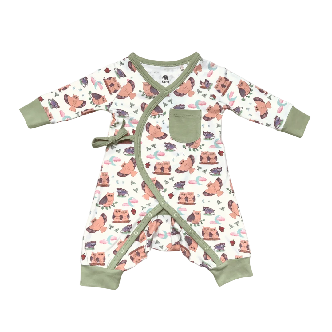 Kolorful Organic Pima Cotton Babies' Kimono Romper- Nocturnal
