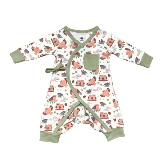 Kolorful Organic Pima Cotton Babies' Kimono Romper- Nocturnal
