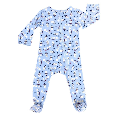Organic Cotton Footie Pajamas - Winter Snowmen