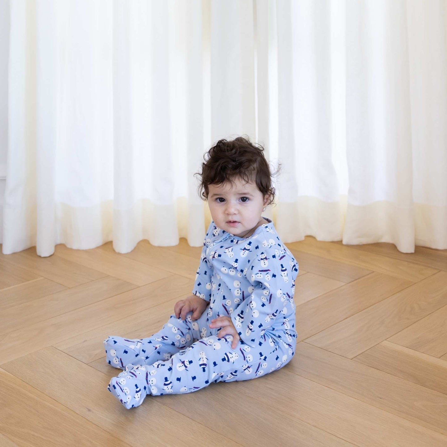 Organic Cotton Footie Pajamas - Winter Snowmen