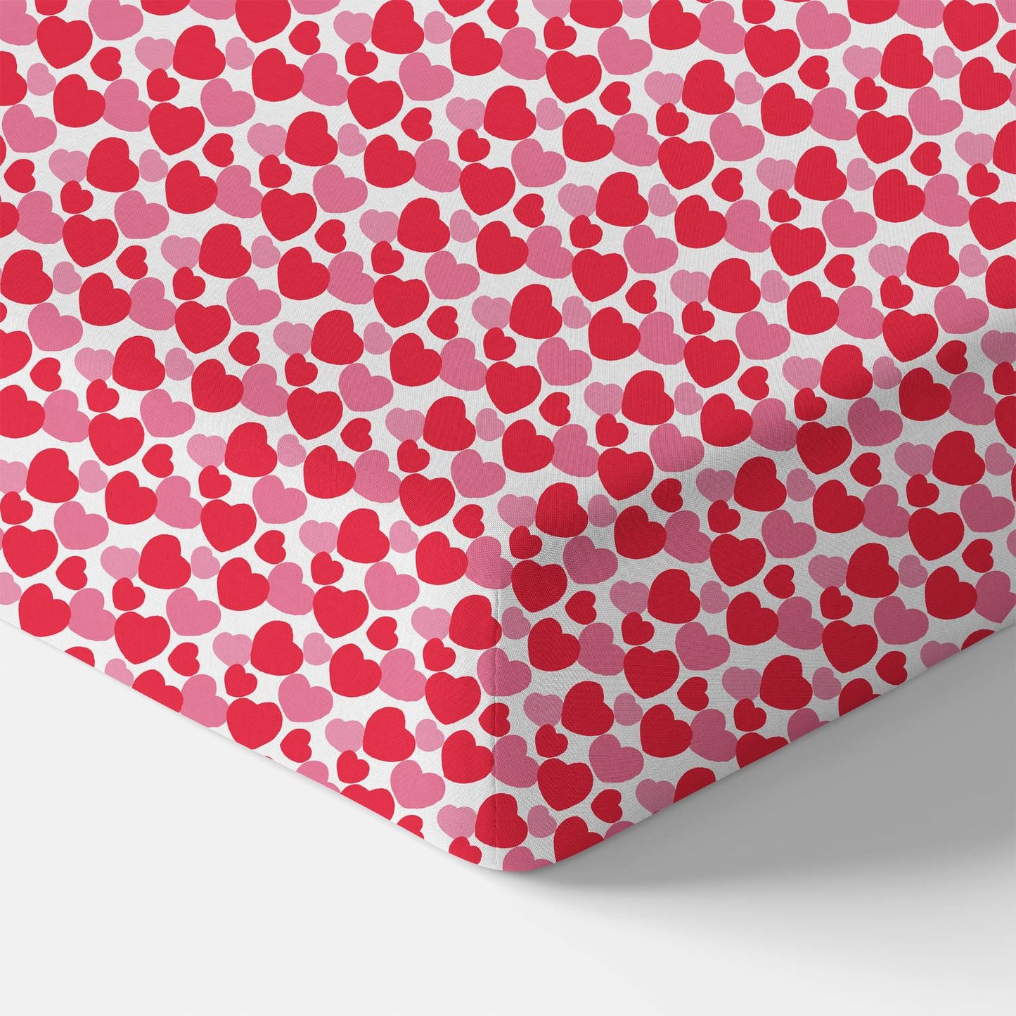 Red & Pink Hearts Organic Crib Sheet - GOTS Certified | Norani Baby
