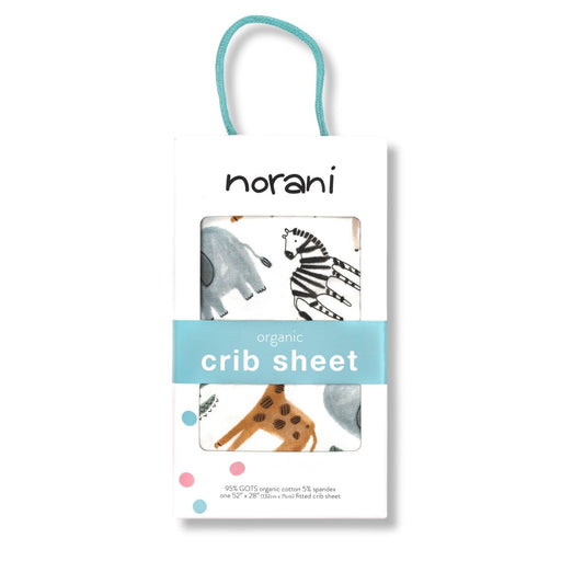Safari Animals Organic Crib Sheet - GOTS Certified | Norani Baby