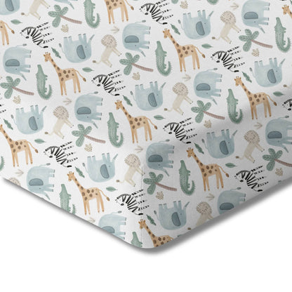 Safari Animals Organic Crib Sheet - GOTS Certified | Norani Baby