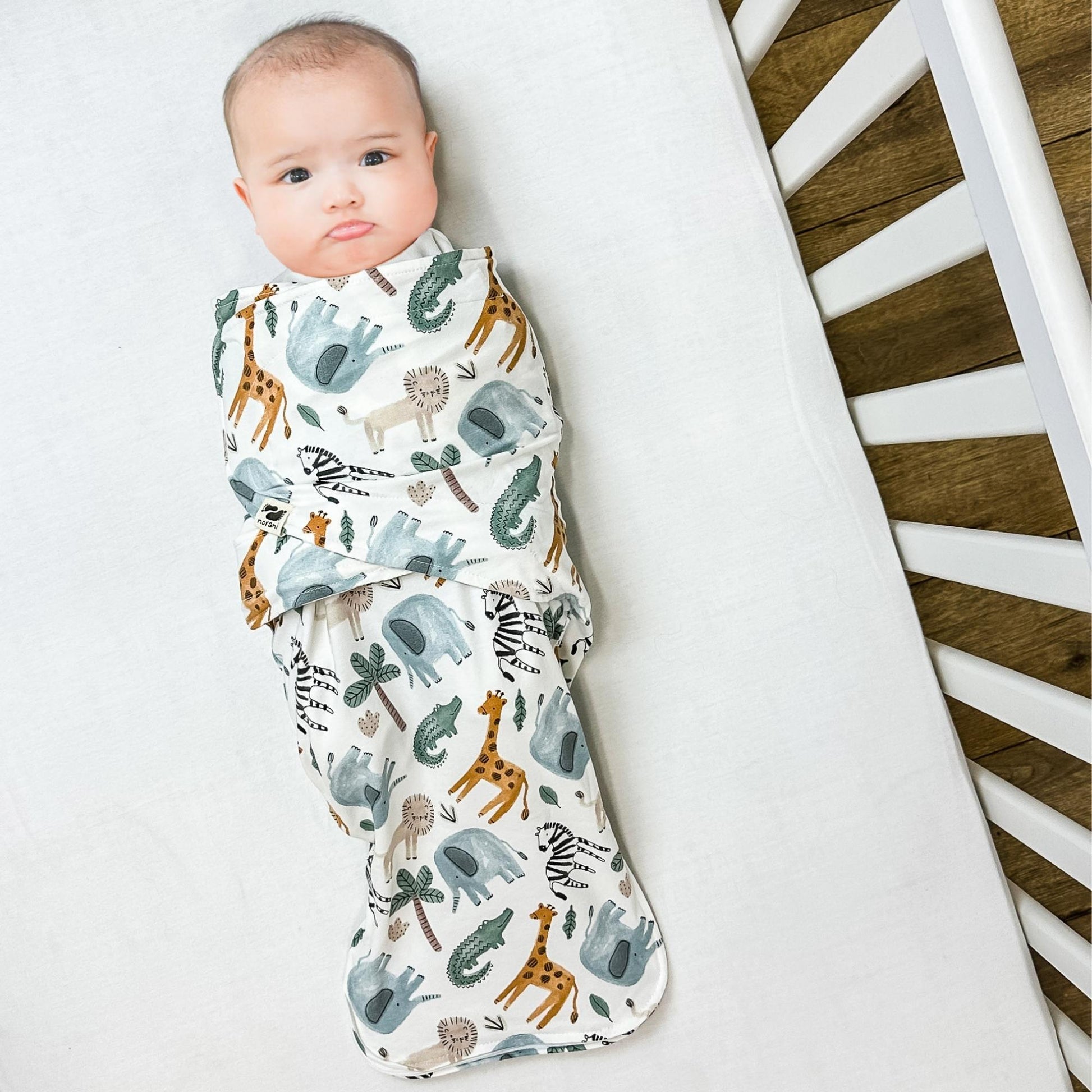Safari Animals Organic Swaddle Sleep Pod | Norani Baby