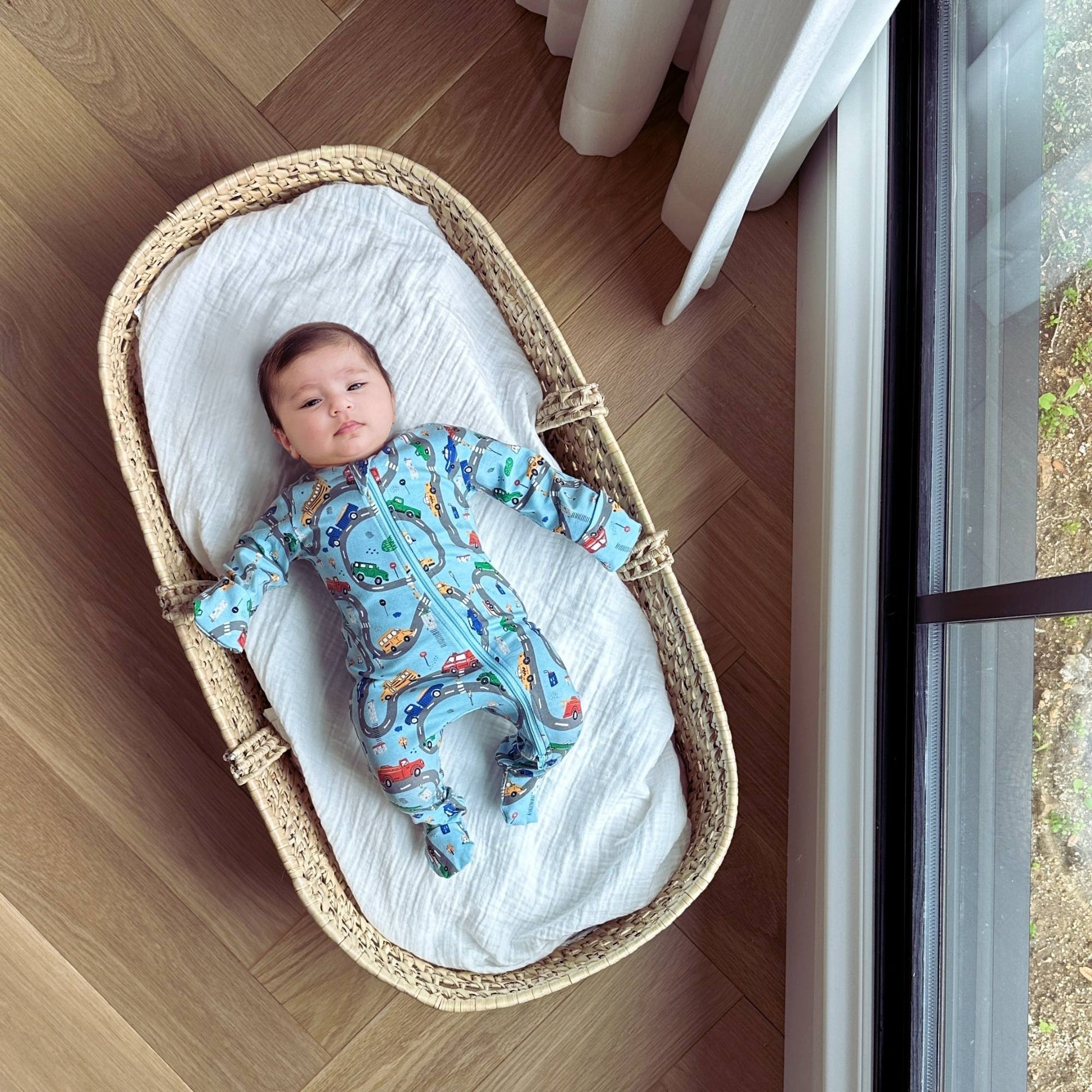 Norani organic Footed zip pajamas- cars*