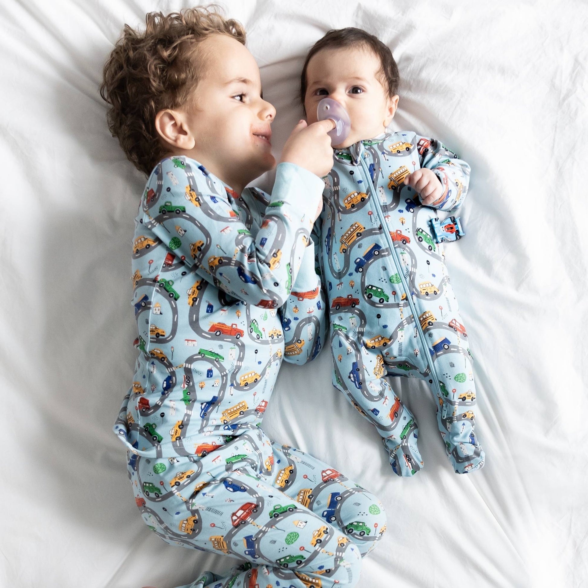 Norani organic Footed zip pajamas- cars*