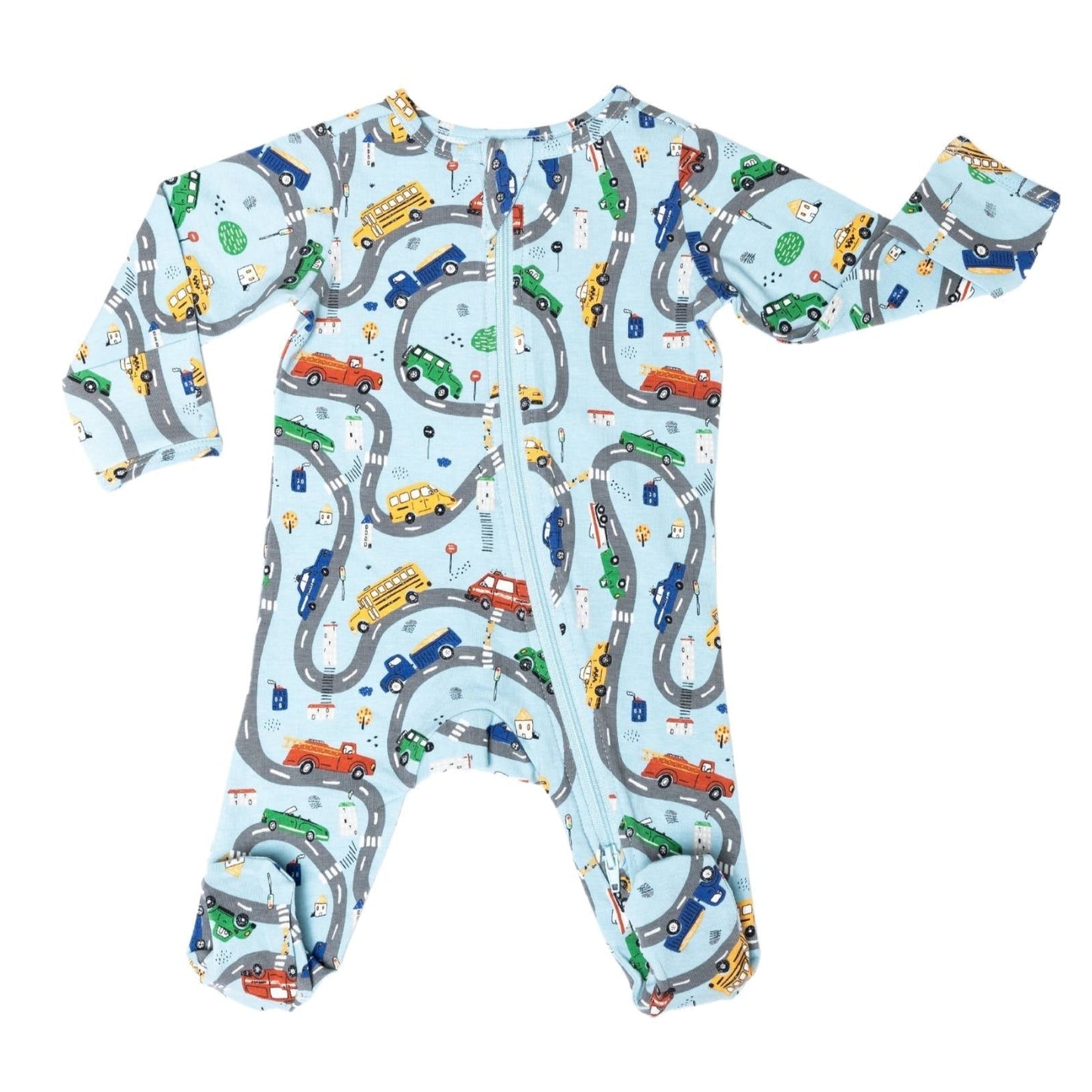 Norani organic Footed zip pajamas- cars*