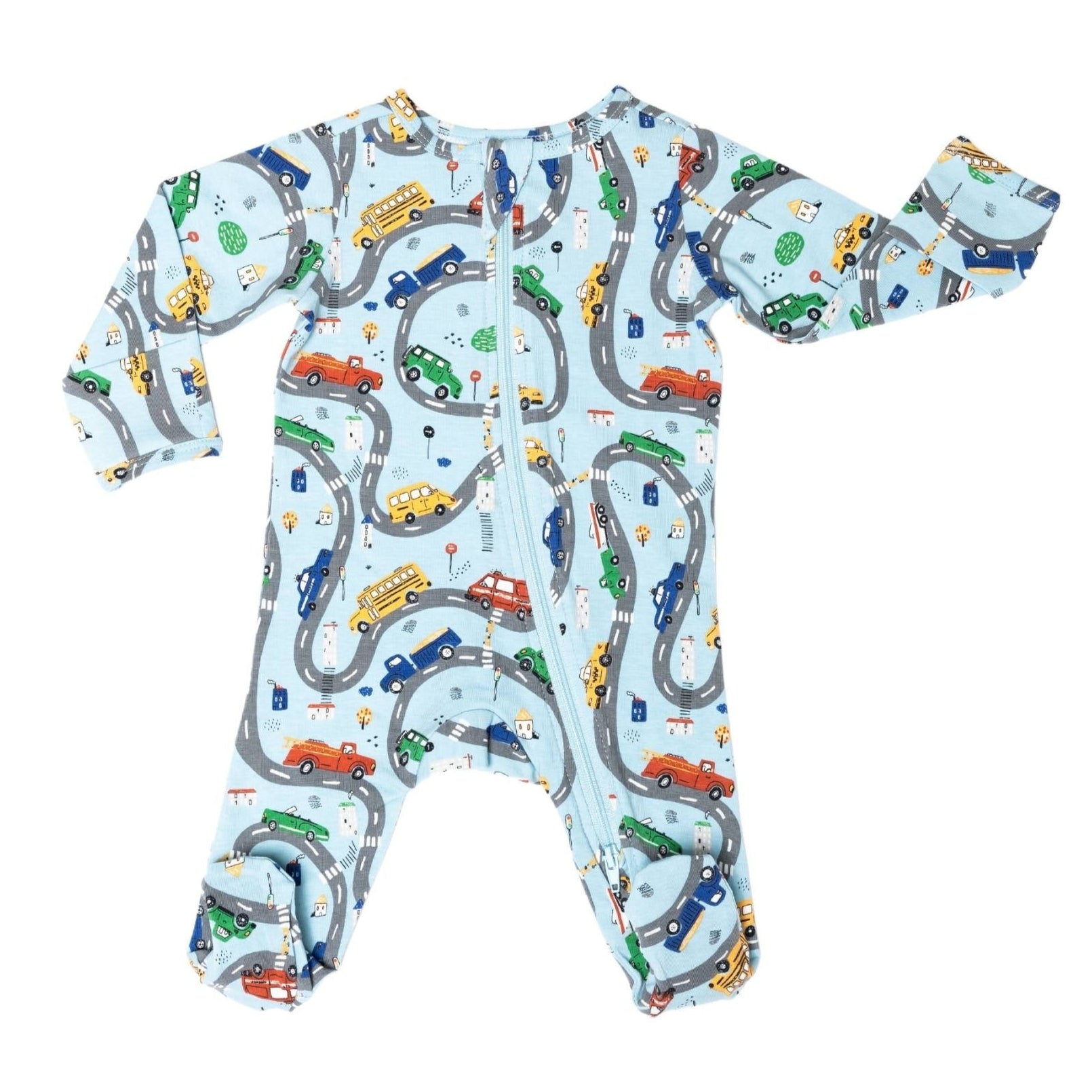 Norani organic Footed zip pajamas- cars*