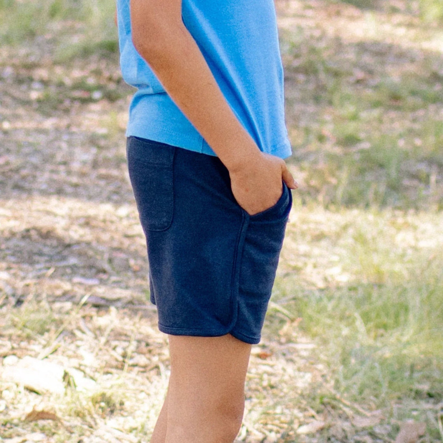 Organic Cotton Loopknit Kids Shorts - Navy | Jackalo