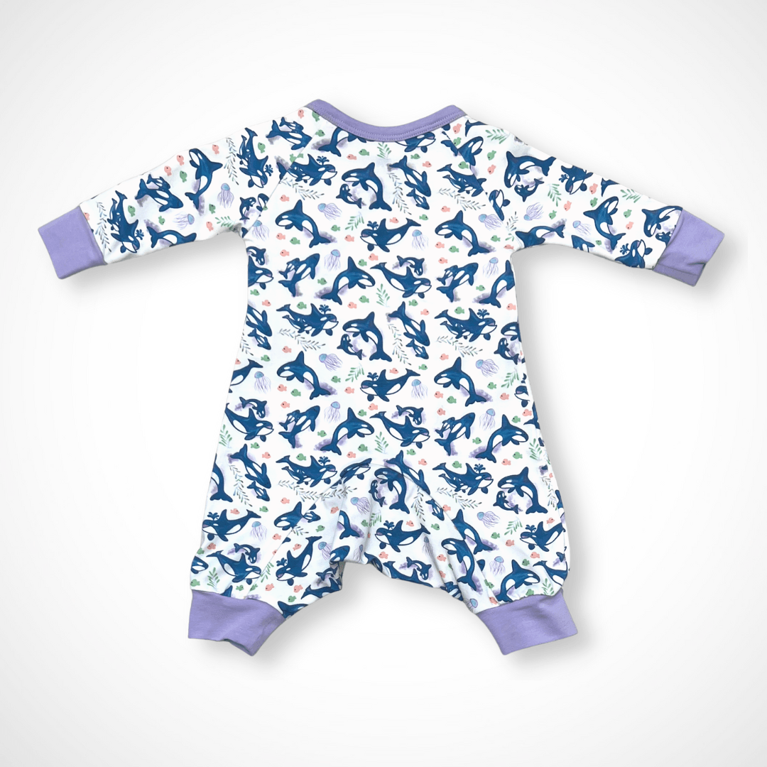 Kolorful Organic Pima Cotton Babies' Kimono Romper- Orca