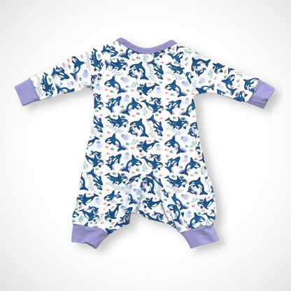 Kolorful Organic Pima Cotton Babies' Kimono Romper- Orca