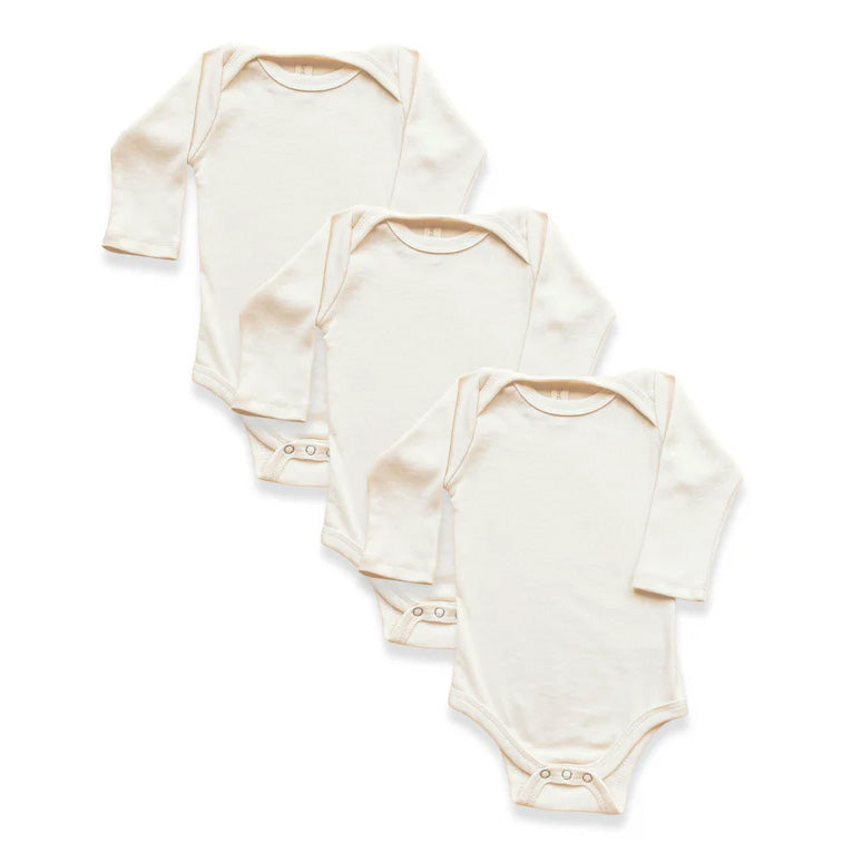 3-Pack Organic Long Sleeve Baby Bodysuits - Made in USA | Tenth & Pine