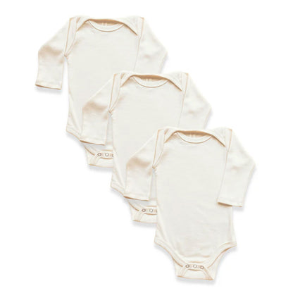 3-Pack Organic Long Sleeve Baby Bodysuits - Made in USA | Tenth & Pine