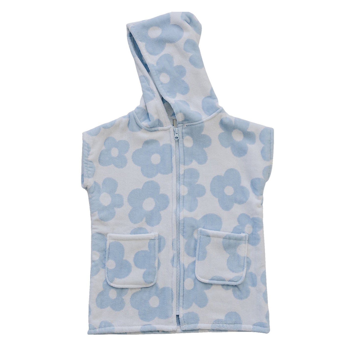 Kids Organic Cotton Zip-Up Beach Poncho - Coastal Floral | Mebie Baby