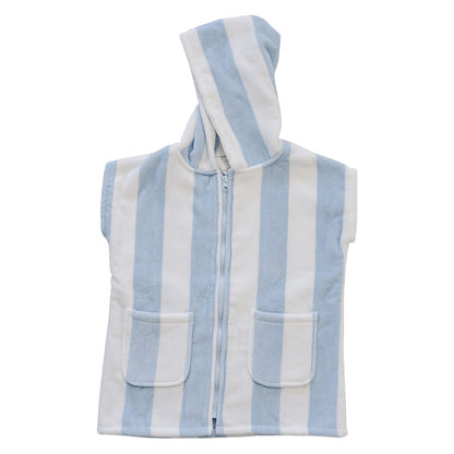 Kids Organic Cotton Zip-Up Beach Poncho - Seaside Stripe | Mebie Baby