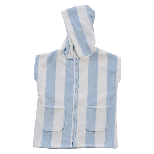 Kids Organic Cotton Zip-Up Beach Poncho - Seaside Stripe | Mebie Baby