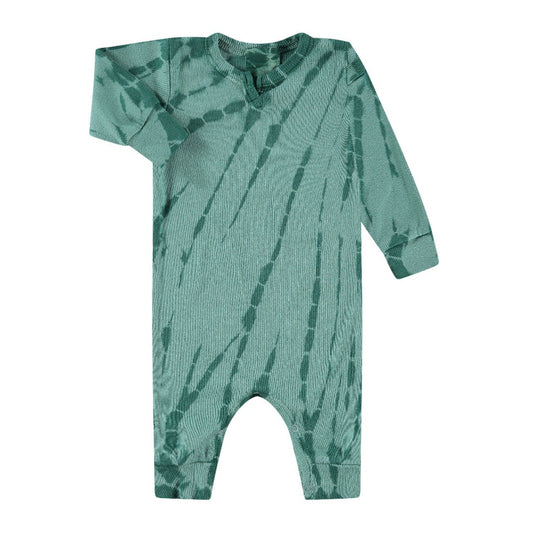 PAIGELAUREN Tie Dye Henley Romper | Soft Rib, Made in LA