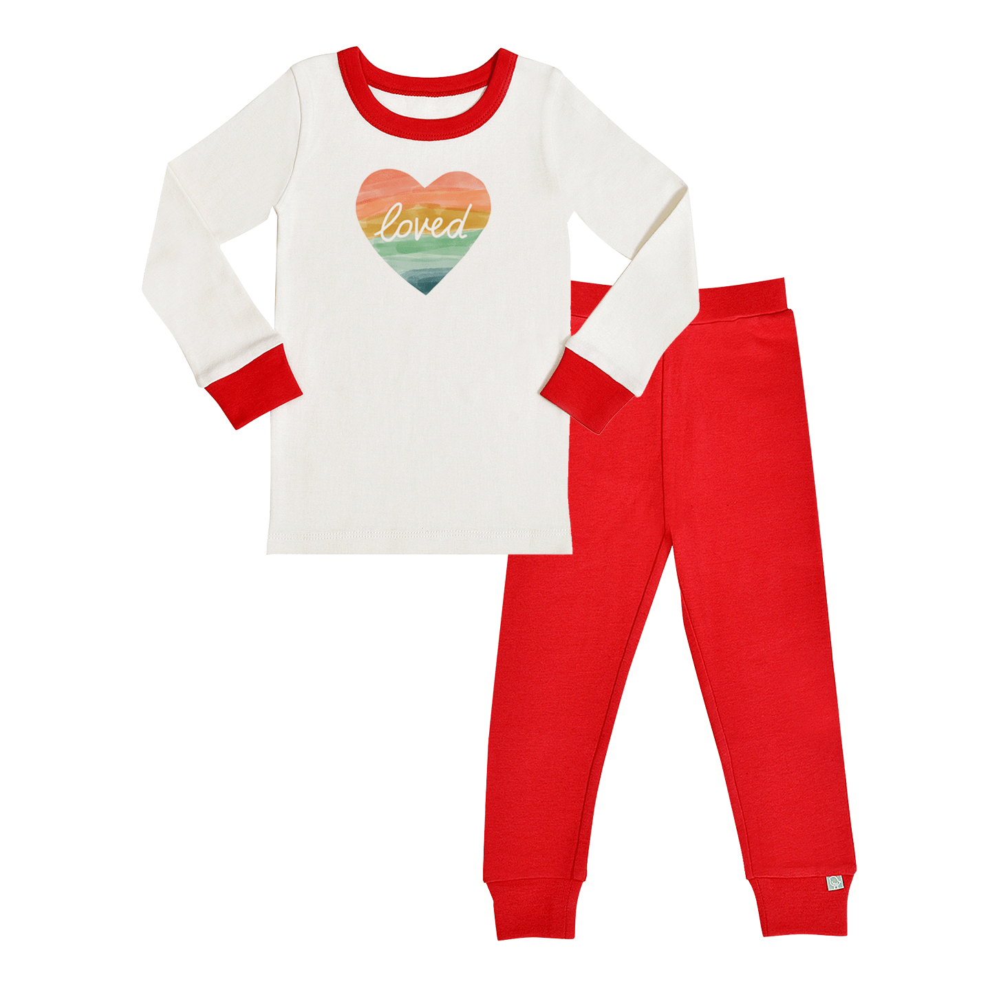 Finn + Emma Organic Baby & Toddler Pajamas- Loved Rainbow Heart