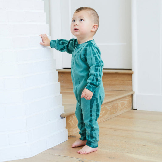 PAIGELAUREN Tie Dye Henley Romper | Soft Rib, Made in LA