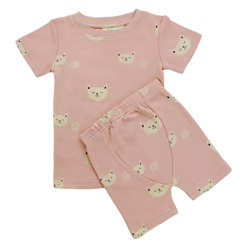 Pigeon Organics Pajama set, short- cats