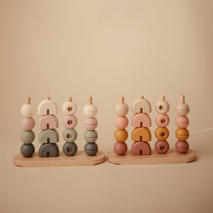 Wooden Multi Shape Stacker - Various Colors | Mushie