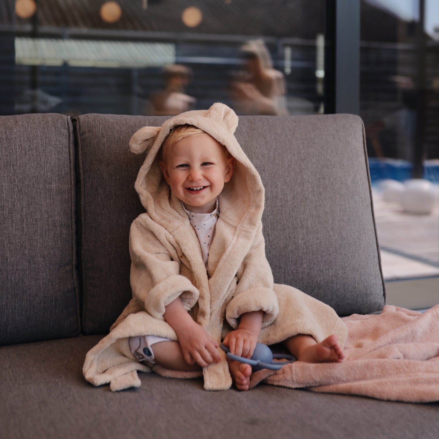 Mushie Organic Cotton Hooded Robe with Bear Ears