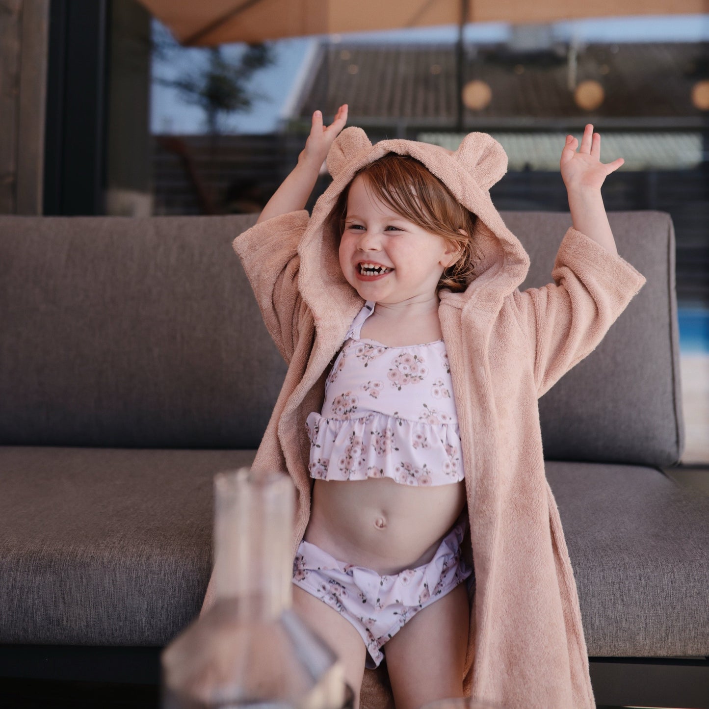 Mushie Organic Cotton Hooded Robe with Bear Ears