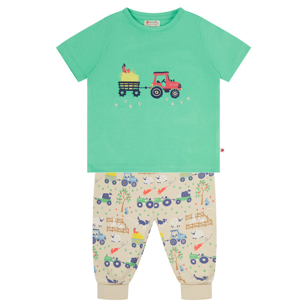 Piccalilly organic Top & pants playset- on the farm