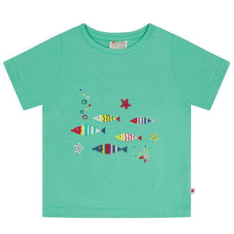 Piccalilly organic Short sleeve top- fish