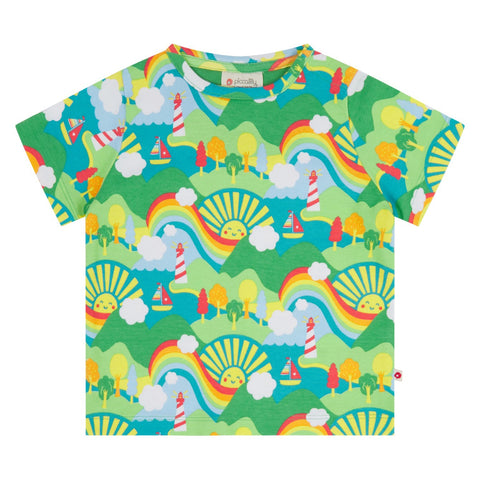 Piccalilly organic All over print t-shirt- island life