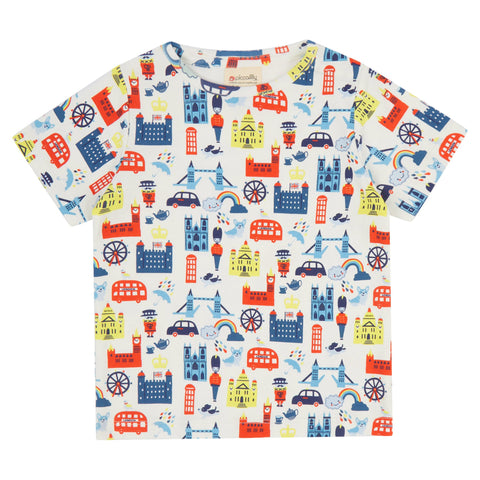 Piccalilly organic All over print t-shirt- London life