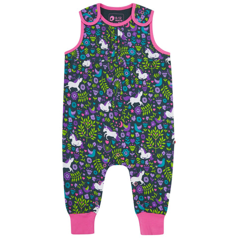 Piccalilly organic Pintuck dungarees- unicorn