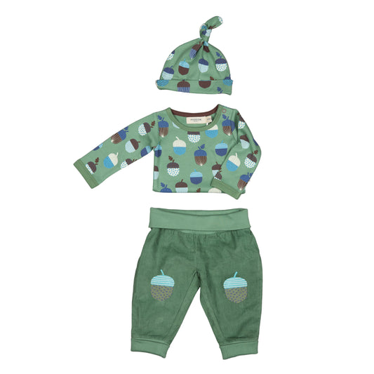 Pigeon Organics Baby and Toddler Knee Patch Corduroys- Acorn, Green